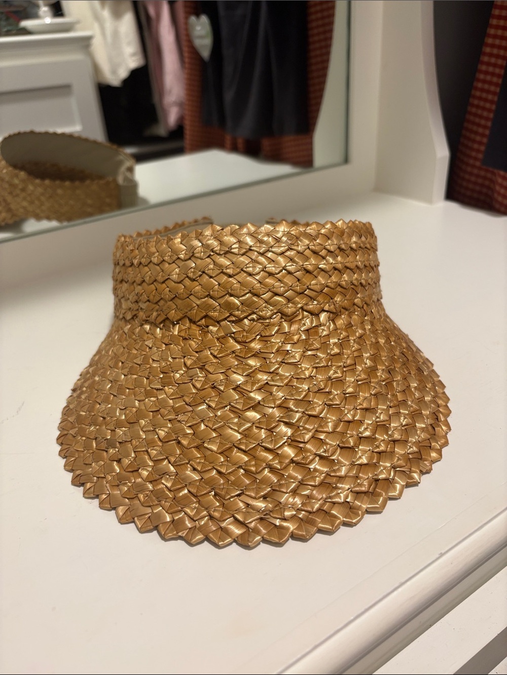 Golden Woven Straw Visor Hat for Women
